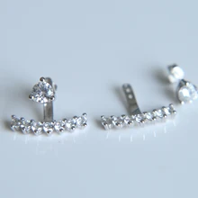 Новое поступление AAA кубический цирконий спереди сзади двухсторонние кубические циркония AAA cz Шпильки анти аллергия Серебро 925 серьги