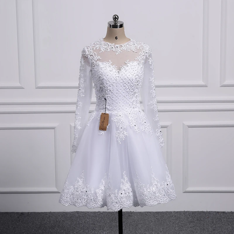 Two Pieces Lace A-Line Wedding Dresses With Detachable Train ...