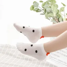 5 пар, Новое поступление, Детские хлопковые носки, розовые милые короткие носки с котом, короткие носки, повседневные носки с ушками животных и красными сердечками, носки для девочек, A3066