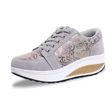 Spring Autumn Women’s Shoes Wedges 2016 Floral PU/Canvas Swing Walking Shoes Women Casual Shoe Outdoor Footwear Platform Zapatos