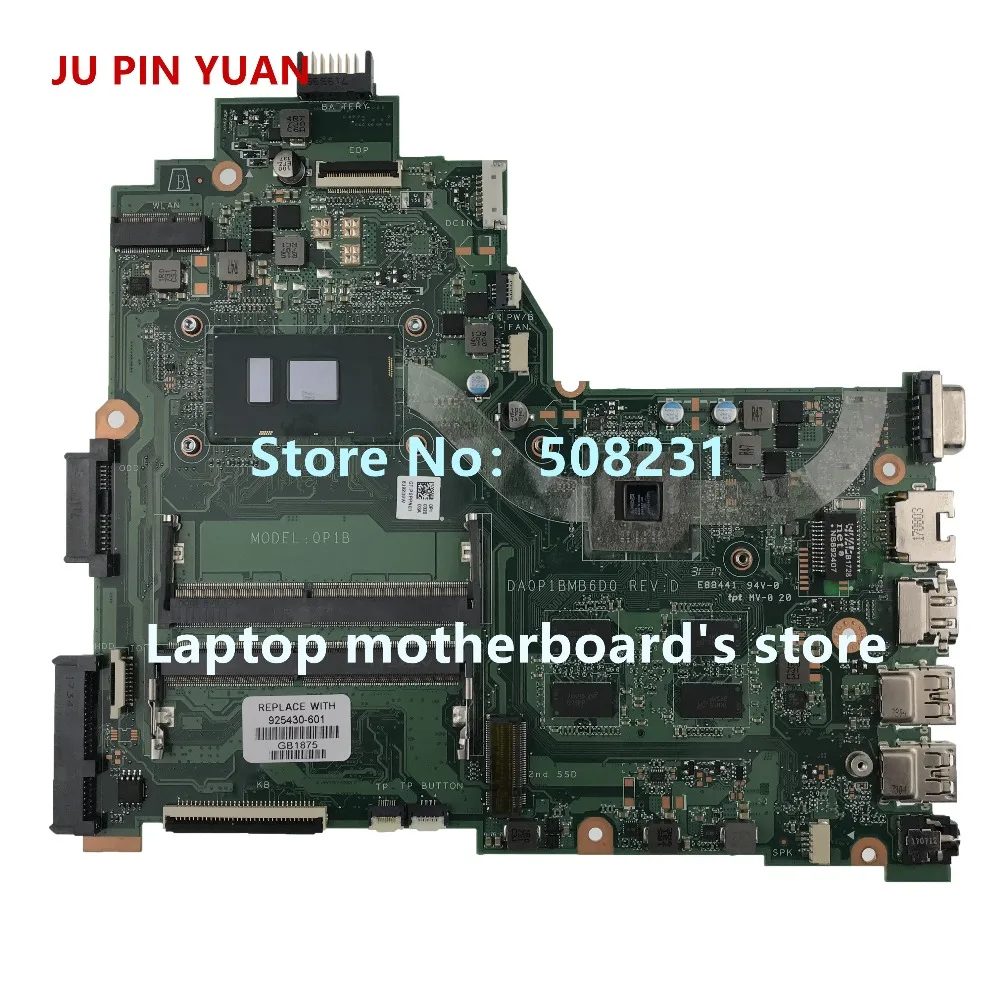 JU PIN YUAN 925430-601 925430-001 для ноутбука hp 14-bs материнская плата для ноутбука DA0P1BMB6D0 с 520 4 Гб i5-7200U 100% полностью протестирована