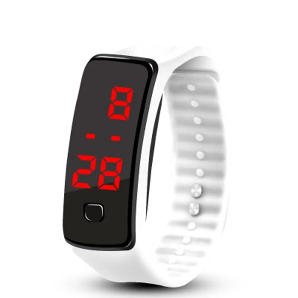 Светодиодный браслет с силиконовым браслетом, легкие мягкие модные спортивные часы для мужчин и женщин