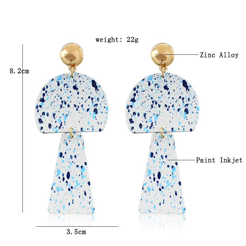 Креативные расписные геометрические серьги с подвеской модные трендовые