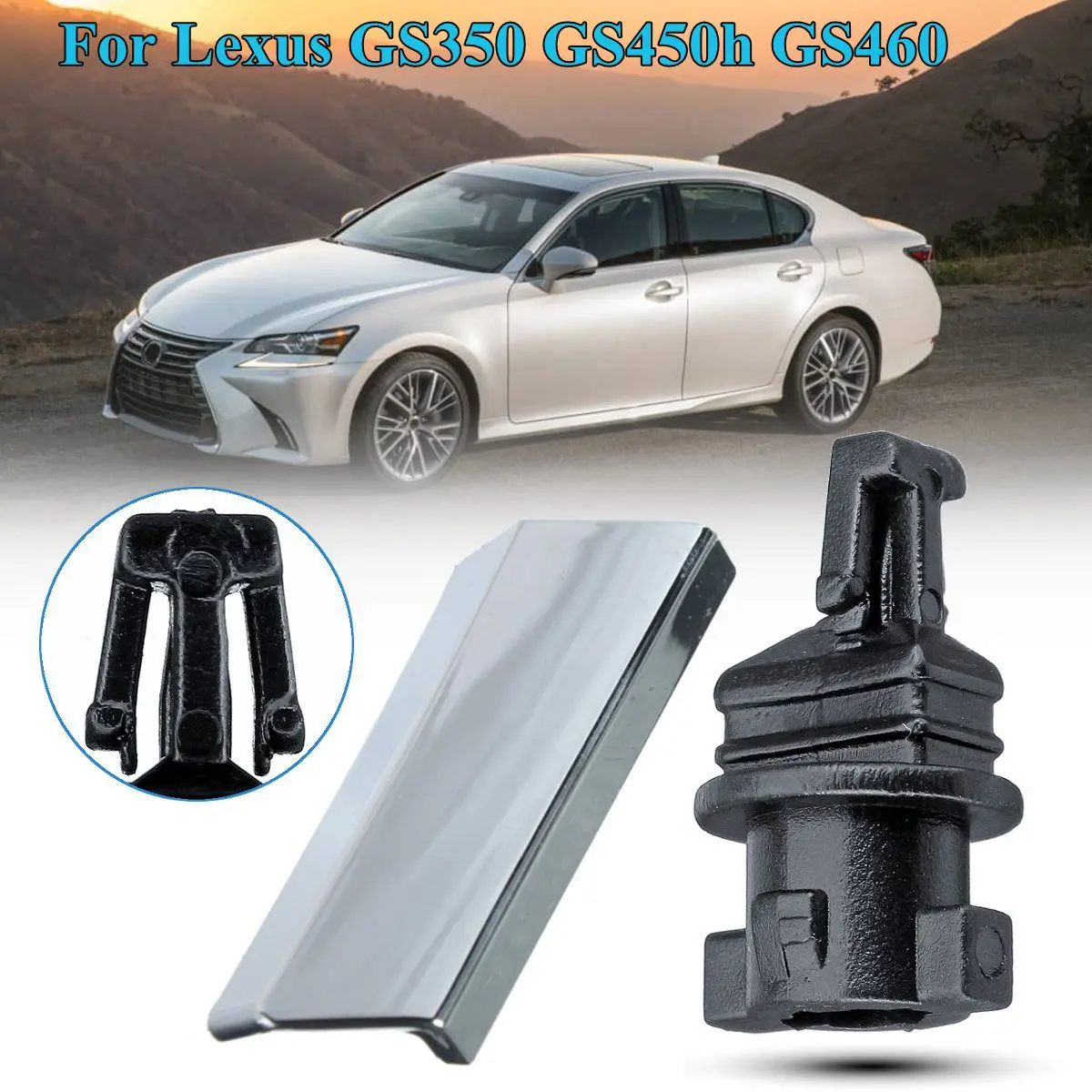 

For Lexus GS350 2006 GS450h 2008-2011 GS460 2008-2011 Right Headlight Headlamp Washer Nozzle Cover Cap & Clip