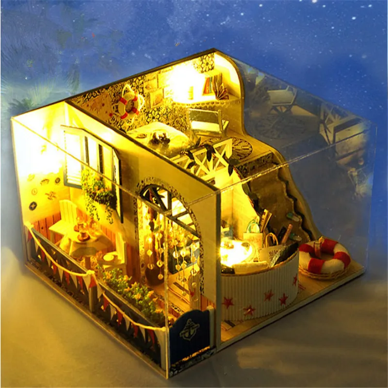 

Cute Families House Wooden Dollhouse With Furnitures DIY 3D Wood Puzzles Toys for Children Kids Toys Juguetes Brinquedos