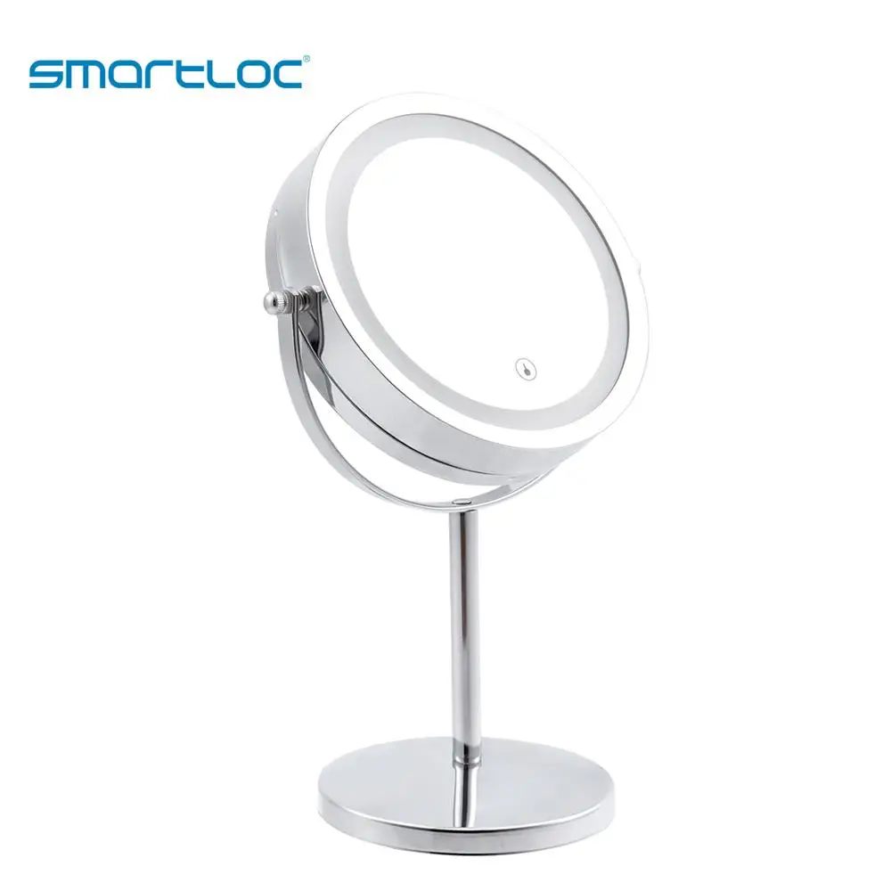 Billig Smartloc 2 Gesicht 3X Vergrößerungs Touchscreen Led leuchten Bad Spiegel Make Up Bad Make up Kosmetische Eitelkeit Smart 360 Rotierenden