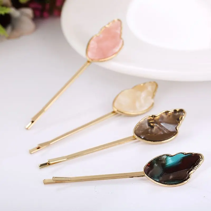 

Minimalist Acetate Wings One Word Hairpin Women Girls Thin Metallic Hair Clip Ice Cream Color Imitation Crystal Styling Barrette