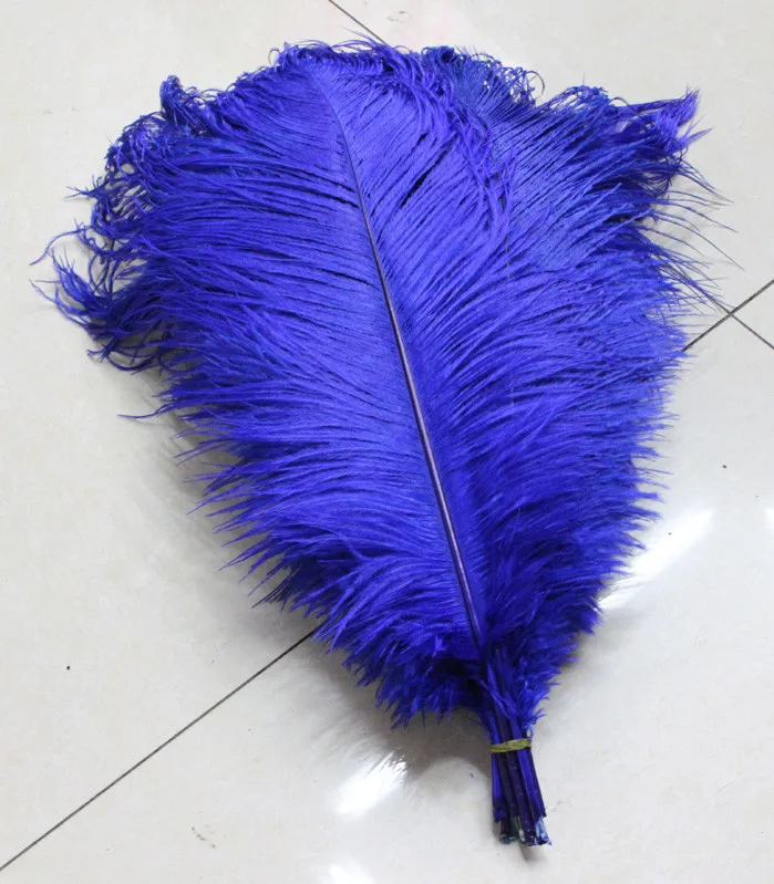 10 pcs natural royal blue ostrich feathers 30 to 35cm / 12 to 14 inches