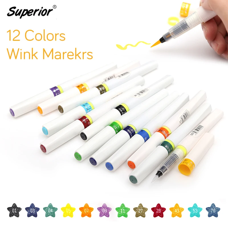Superior 12 Colors Wink of Stella Brush Glitter Markers DIY
