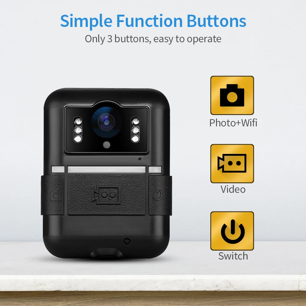 Boblov WN11 Wi Fi камера носимая под одеждой 32 GB 1296 P Новатэк 96658 полицейская 360 Поворотный