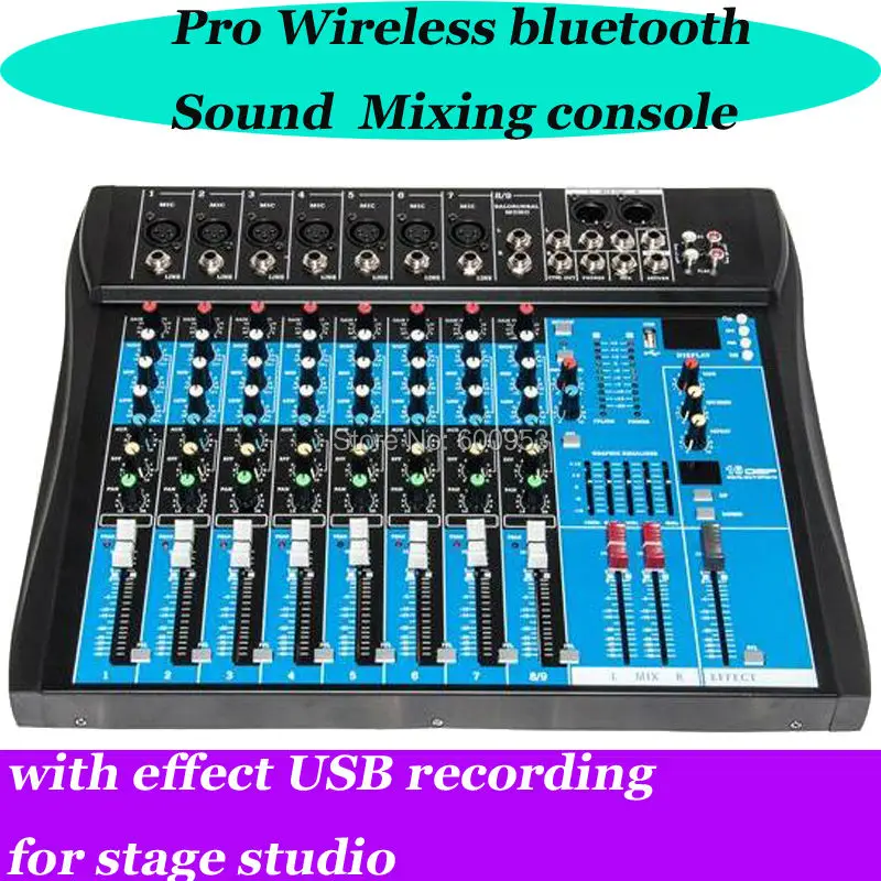 

MICWL DJ mixer 8 Channel Bluetooth stage audio karaoke wireless mixing console mesa dj Preamplifier Audio effect USB