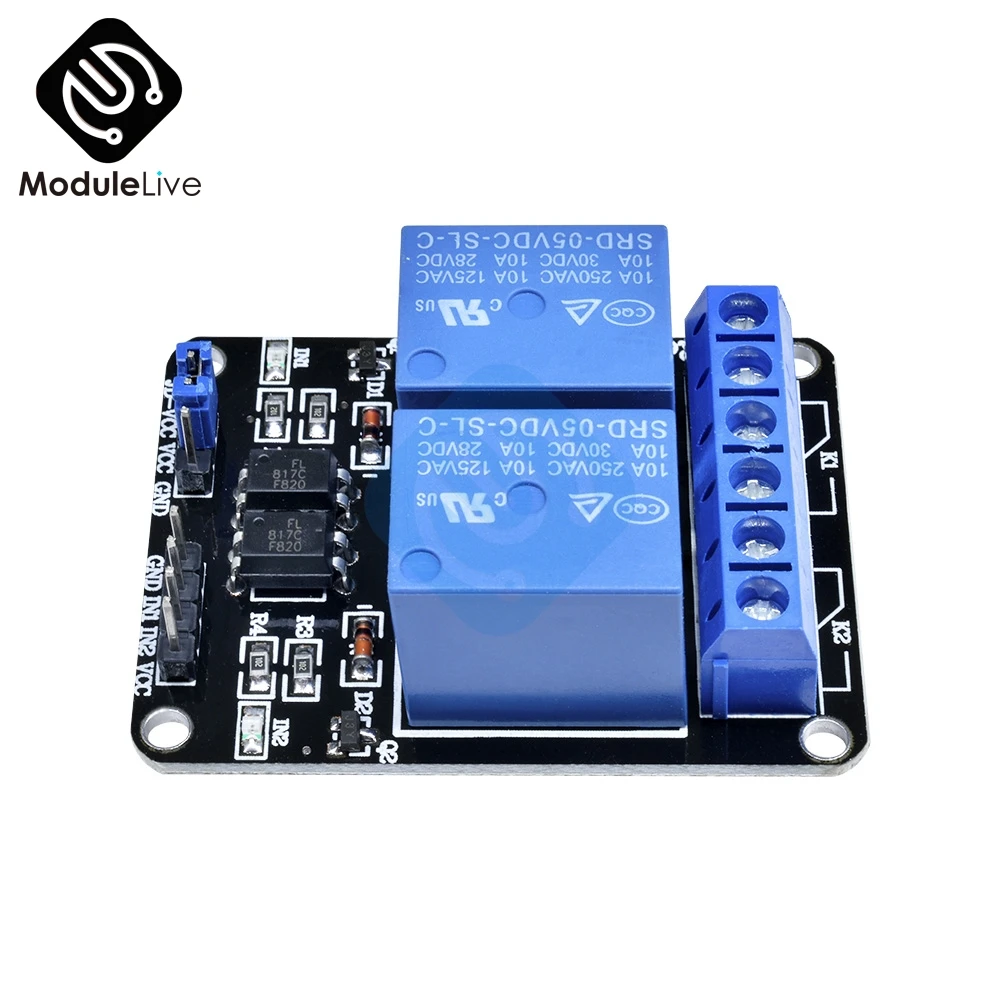 2PCS 5V Two 2 Channel Relay Module With optocoupler For PIC AVR DSP ARM Arduino 