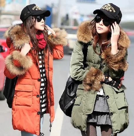 Best Quality! Ladies Winter Long Duck Down Jacket Slim