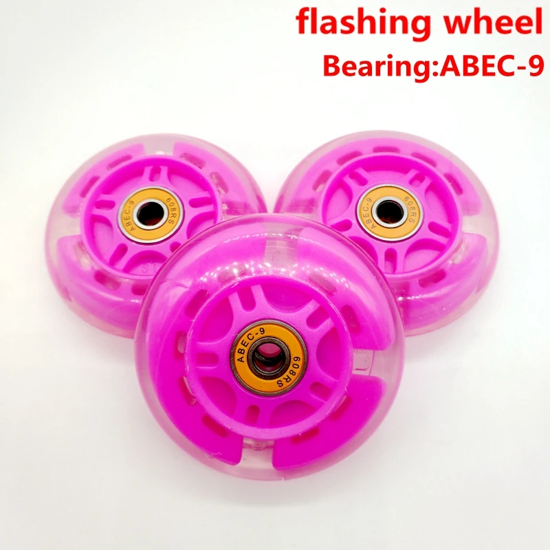 

free shipping flashing scooter wheel 80*24 mm 2 pcs / lot with bearings lighting wheel