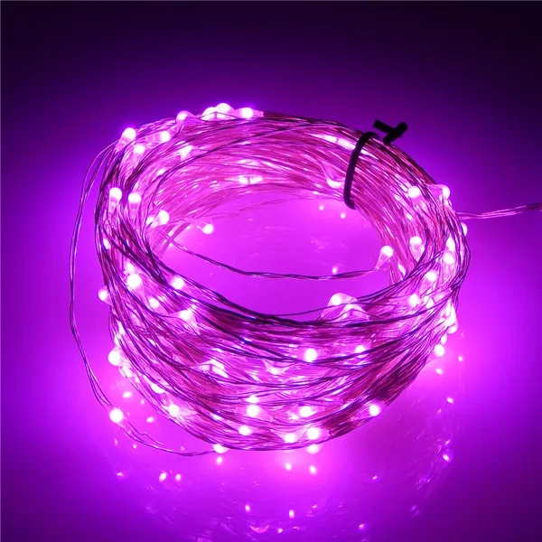 66Ft/20 M 200 светодиодный s Открытый Рождественский Сказочный свет теплый белый серебристый провод светодиодный Звездная световая струна+ адаптер(Великобритания, США, ЕС, AU Plug - Испускаемый цвет: Pink