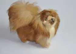 Около 16 х 15 см Моделирование пекинес полиэтилен и меха коричневая собака модель Ремесленная украшения дома подарок b2627