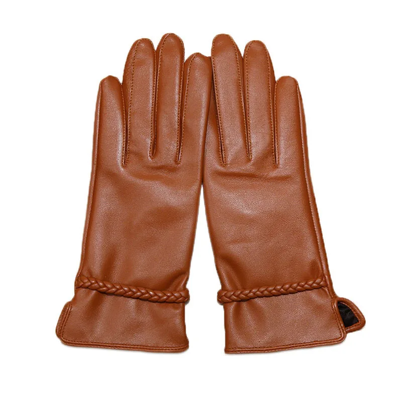

Latest Woman Lambskin Real Leather Gloves Plus Velvet Thicken Winter Warm Driving Leather Gloves Female Sheepskin XC234L