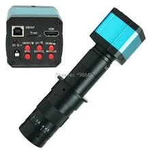 Industria Digital 14MP HD HDMI USB Vídeo Microscopio de Inspección Conjunto de Cámara TF Tarjeta Grabadora de Vídeo + Optical C-MOUNT 180X Zoom lente