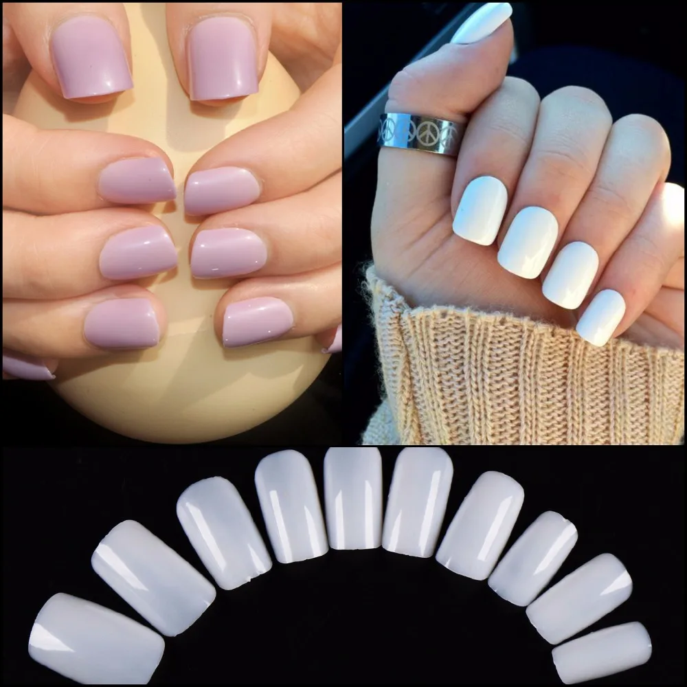 3 Color 100pcs Square False Nail Tips Full Cover Fake Nails Artificial