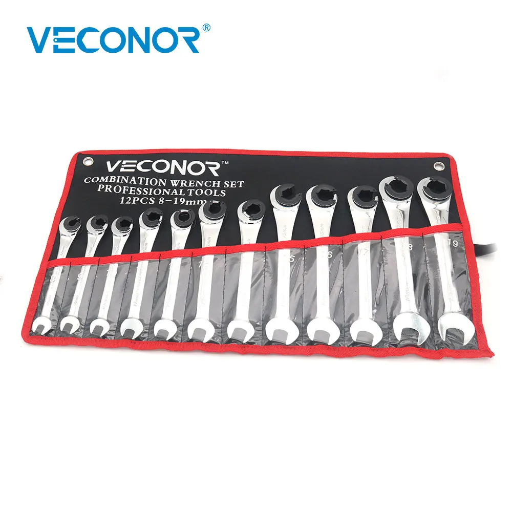 12pcs Ratchet Flare Nut Wrench Set Mirror Polish 819mm Tubing Ratchet