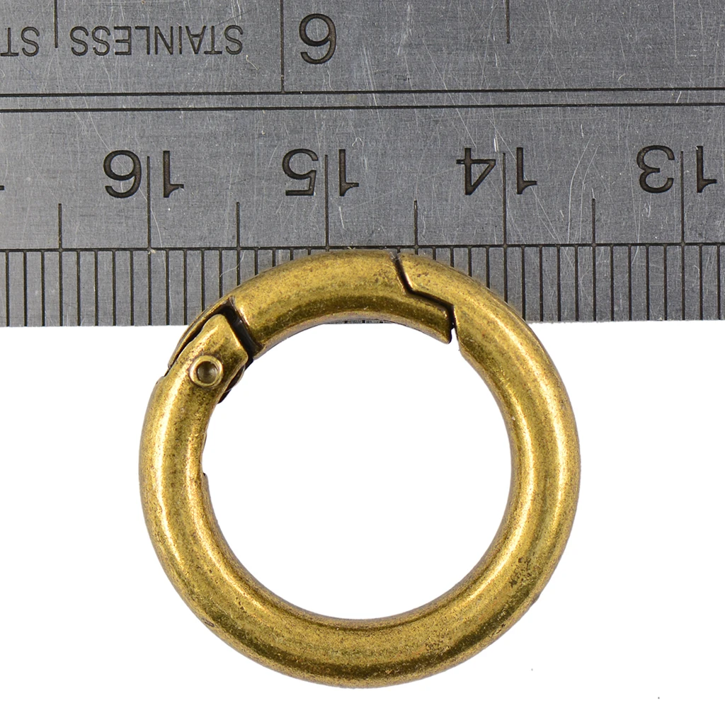 

6pcs Gold Alloy Circle Carabiner Spring Snap Hooks Clip Keychain Kayring