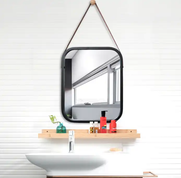 Espejo de pared Hexagonal de estilo nórdico, fondo negro para