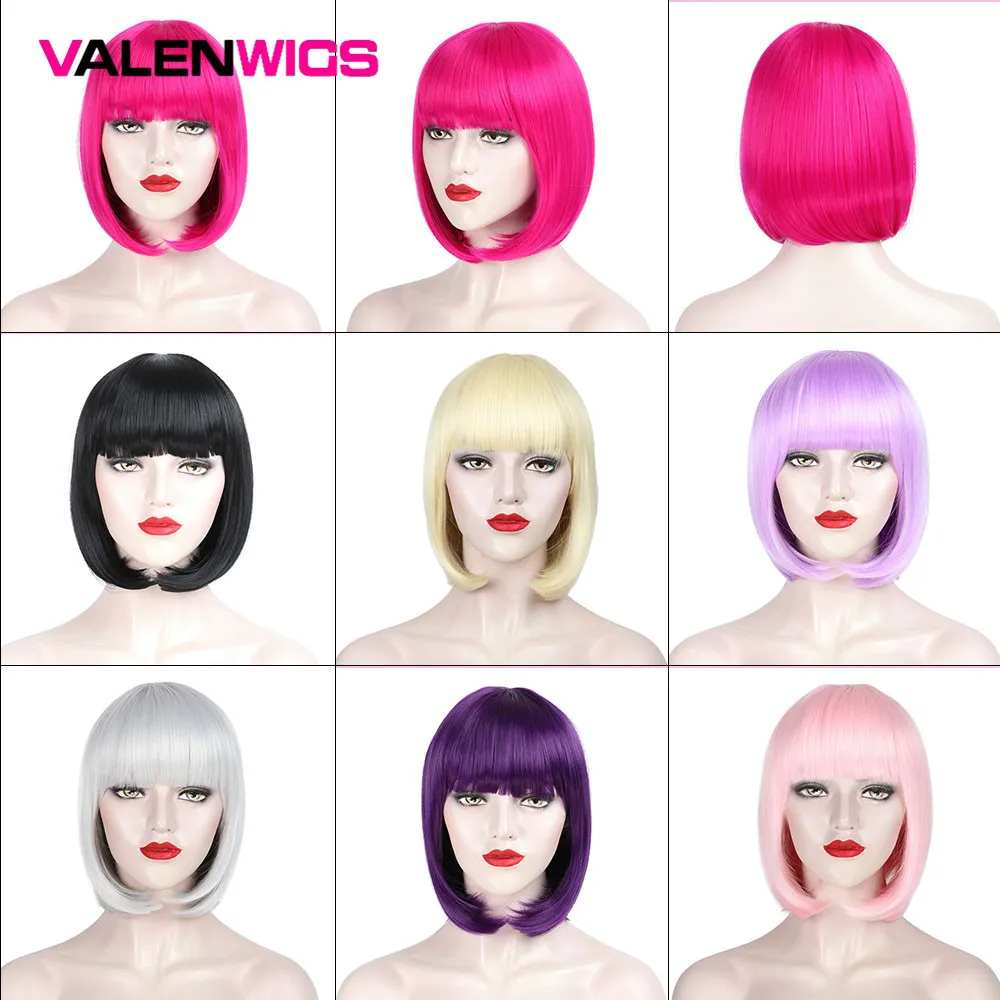 Valenwigs Hair12inch волос Синтетический ломбер блондинка серый 7 цветов Bobo термостойкие