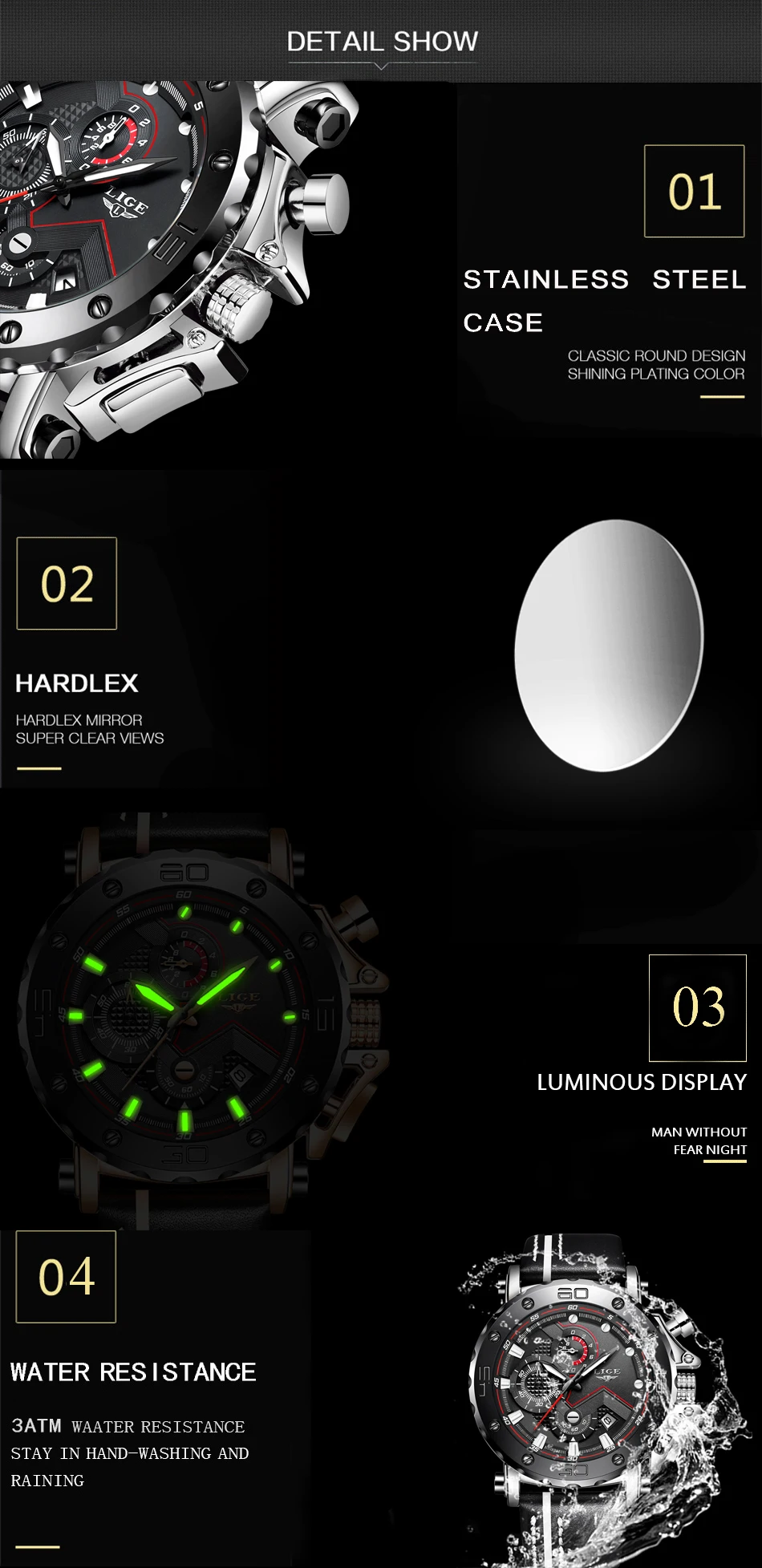 LIGE New Mens Watches Top Brand Luxury Men's Military Sports Watch Men's Waterproof Quartz Watch Male Clock Relogio Masculino