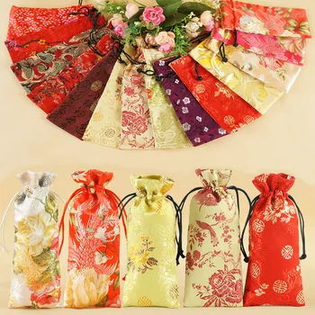 

11Color Classical Chinese style Jewelry Packaging Wedding Gift Bags Drawstring Cloth Silk Fabric Christmas Party Gift Bags J1055