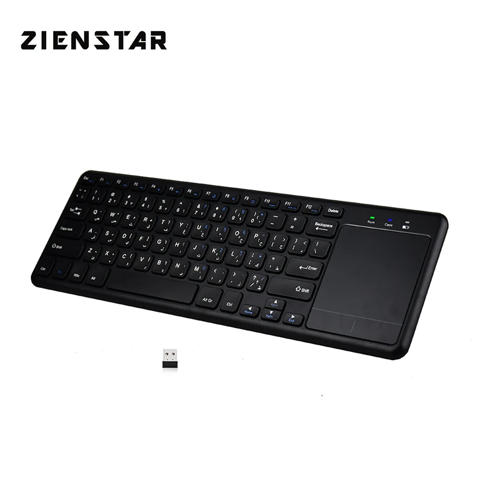 

Zienstar Arabic/English 2.4Ghz Touchpad Wireless Keyboard for Windows PC,laptop,ios pad,Smart TV,HTPC IPTV,Android Box