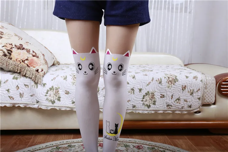 Матросские носки с изображением Луны кота, гольфы, JK носки под форму, костюмы для косплея