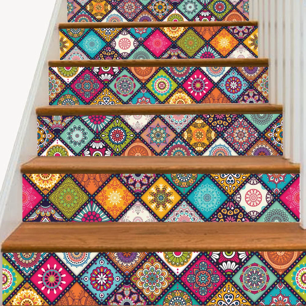 

Fashion adesivo de parede 6PcsStaircase Stair Riser Floor Sticker DIY Wall Decal Fashion Stairs Decal room decoration wall decor