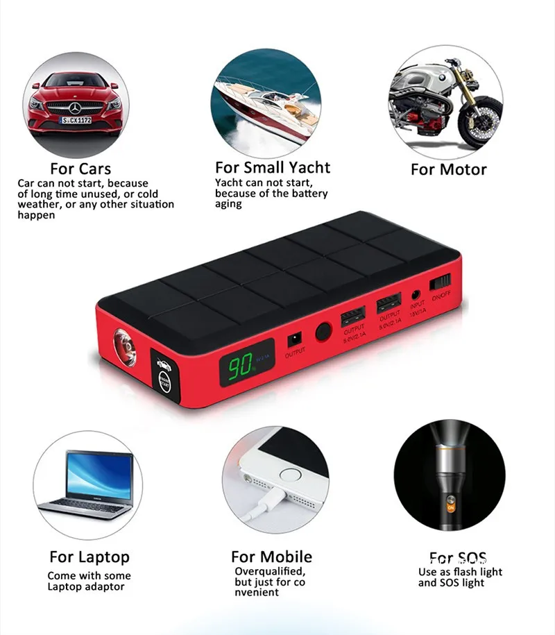 Стартер для автомобиля Rover Jump Starter 12000mAh 700A пиковый ток 4.0L бензин 3.0L Дизельный Портативный блок питания с компасом для быстрой зарядки