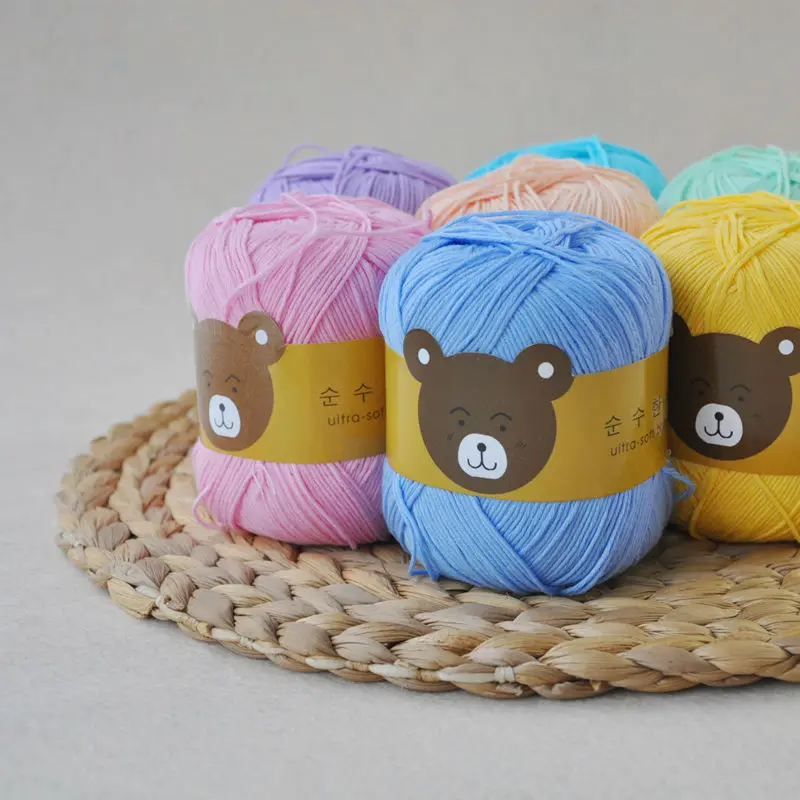 

50g/ball 100% Organic Cotton South Korea Cotton Hand Knitting Special Baby Fine Cotton Yarn Cotton Milk B