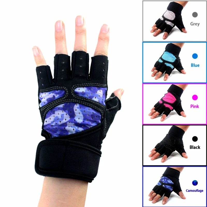 Перчатки для фитнеса Runature с повязкой на запястье, перчатки для защиты от упражнений в тренажерном зале, перчатки для поднятия веса, нескользящие перчатки для тренировки - Цвет: purple