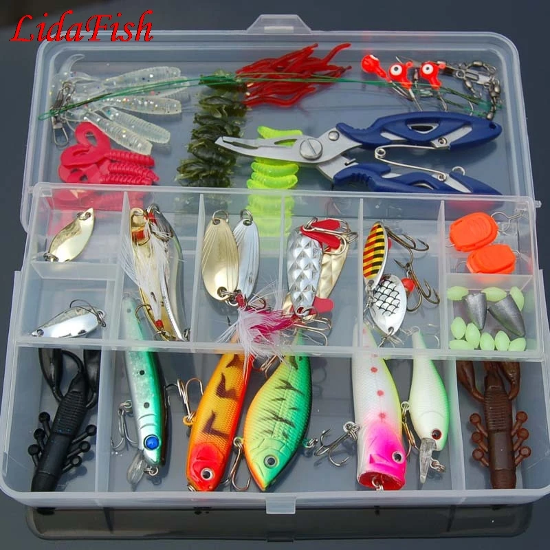 

101pcs Mixed Fishing Lures treble hook Wobblers Set Lifelike Fake Fishing bait