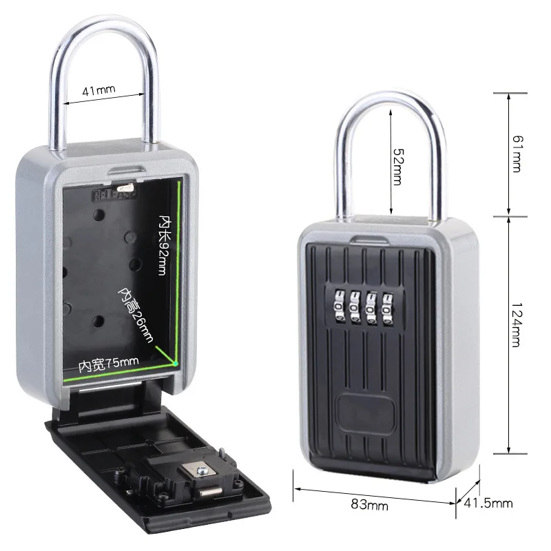 

Key Box Safe Wall Mounted Key Safe Storage Box Lock Waterproof with Removable Shackle Indoor Outdoor Padlock Boxes