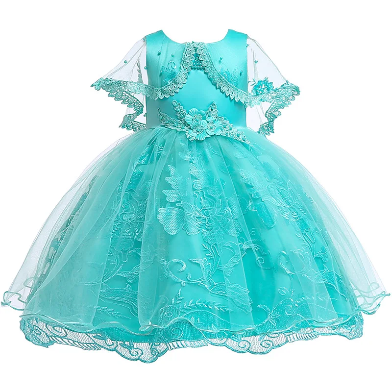 Baratos Vestidos de niña de flores para niñas bordado vestido de bola bebé niña princesa trajes de fiesta para boda bebé Navidad ropa
