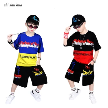 

Summer Boy Clothes Two-piece Letter Printing Short-sleeved T-shirt Shorts Sportswear 4-12Y Child Quality Clothing 2019 Hot Sale