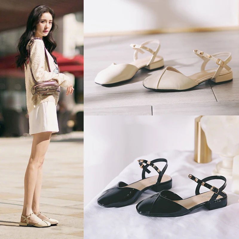 

Baotou sandals female students summer new fairy wind word with Korean version of the wild Roman shoes female thick with the tide