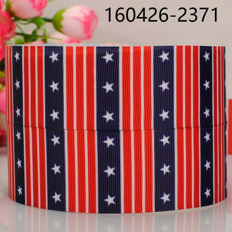 50 ярдов 1/" 38 мм США независимый день шаблон напечатанный grosgrain лента 4 июля DIY ручной работы - Цвет: 160426-2371