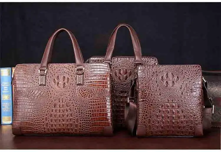 Best Новый высокое качество крокодил узор мужской портфели 100% кожа бизнес повседневное для мужчин сумка Бесплатная доставка