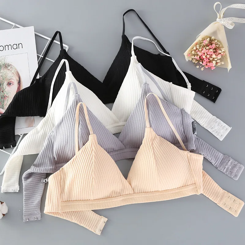  DeRuiLaDy Soft Bralette Deep V Seamless Bras For Women Thin Strap Wireless Push Up Bra Comfort Unde