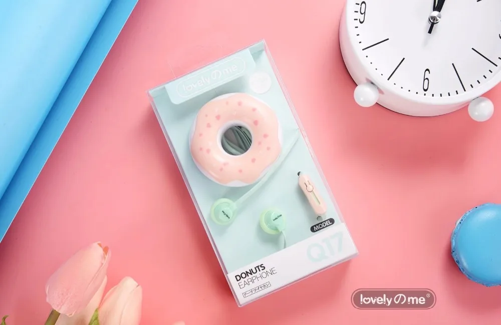 Милый пончик гарнитура Мультфильм макарон в ухо 3,5 мм с микрофоном наушники ушной разъем коробка для хранения для детей iPhone Xiaomi девочек MP3 подарки
