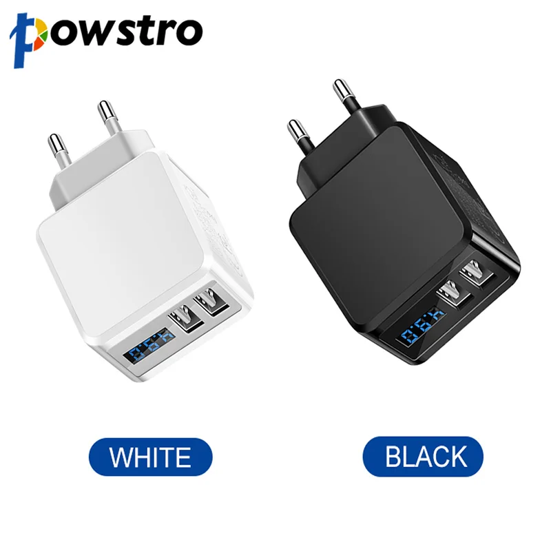 Зарядное устройство Powstro с цифровым дисплеем 5 В 2 1 А USB порта|wall charger|usb phone chargerphone