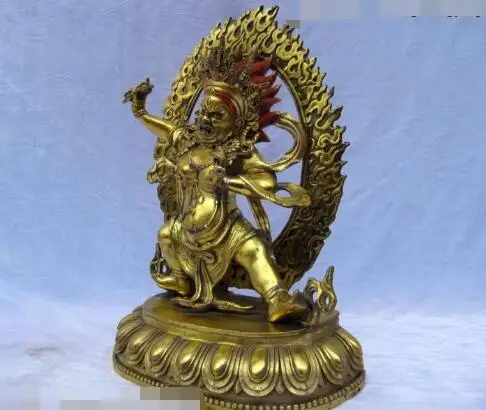

S02779 13"Tibetan Buddhism Copper Bronze Gild Vajrapani Mahakala Buddha Statue