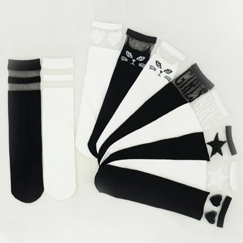 Черно-белые кружевные гольфы для девочек детские носки хлопковые носки для маленьких девочек новое поступление, милые носки для девочек