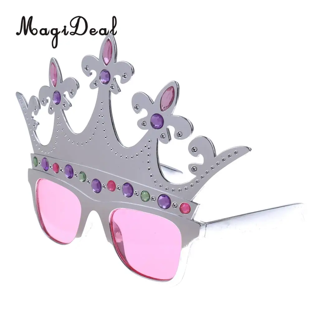 MagiDeal Fashional Silver Crown Sunglasses for Happy Birthday Tiara Glasses Fancy Dress Photo Prop Christmas New Year Party Acce