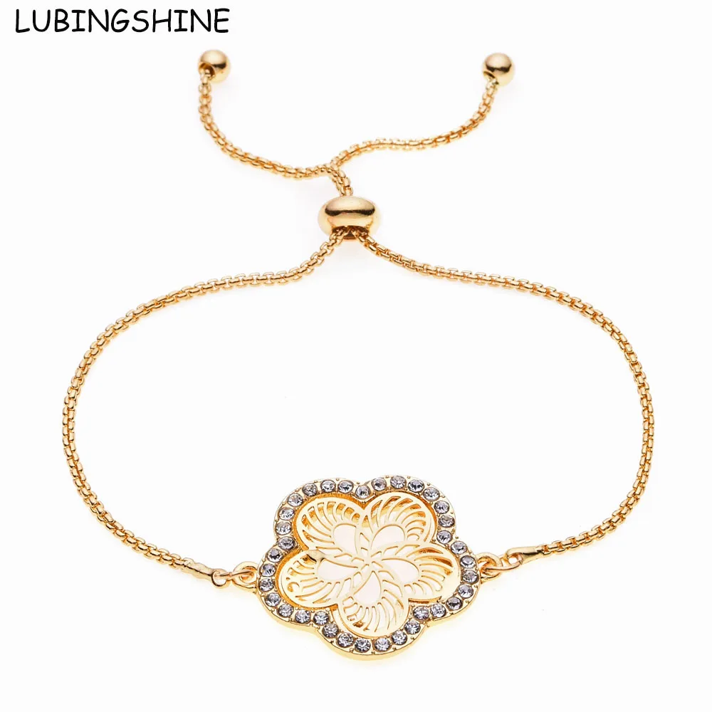 

LUBINGSHINE Can Adjustable Length Bracelets Fashion Charm Party Jewelry Crystal Flower Bracelet Bangle For Women Pulseira