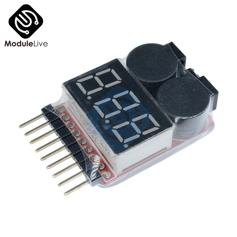 

1-8S Low Voltage battery tester Buzzer Alarm 1-8S Lipo/Li-ion/Fe Battery Voltage 2IN1 Tester Original For RC BB Ring